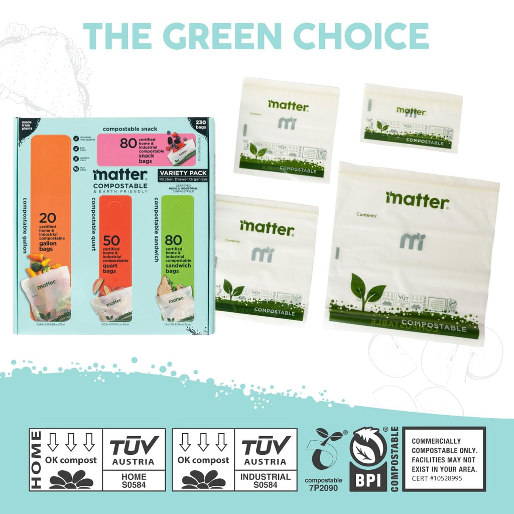 Matter Compostable Kitchen Bags | BPI & TUV Certified

