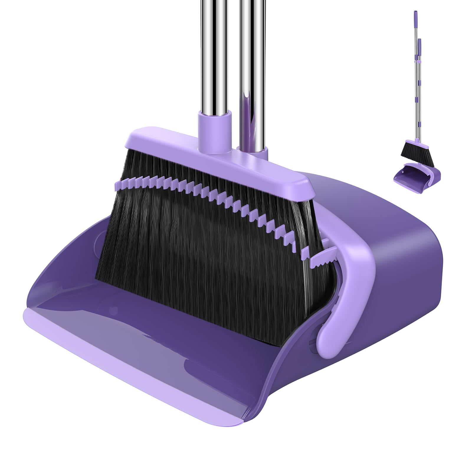 NACENA Broom and Dustpan Set with 52-in Adjustable Handle for Home Kitchen Office
