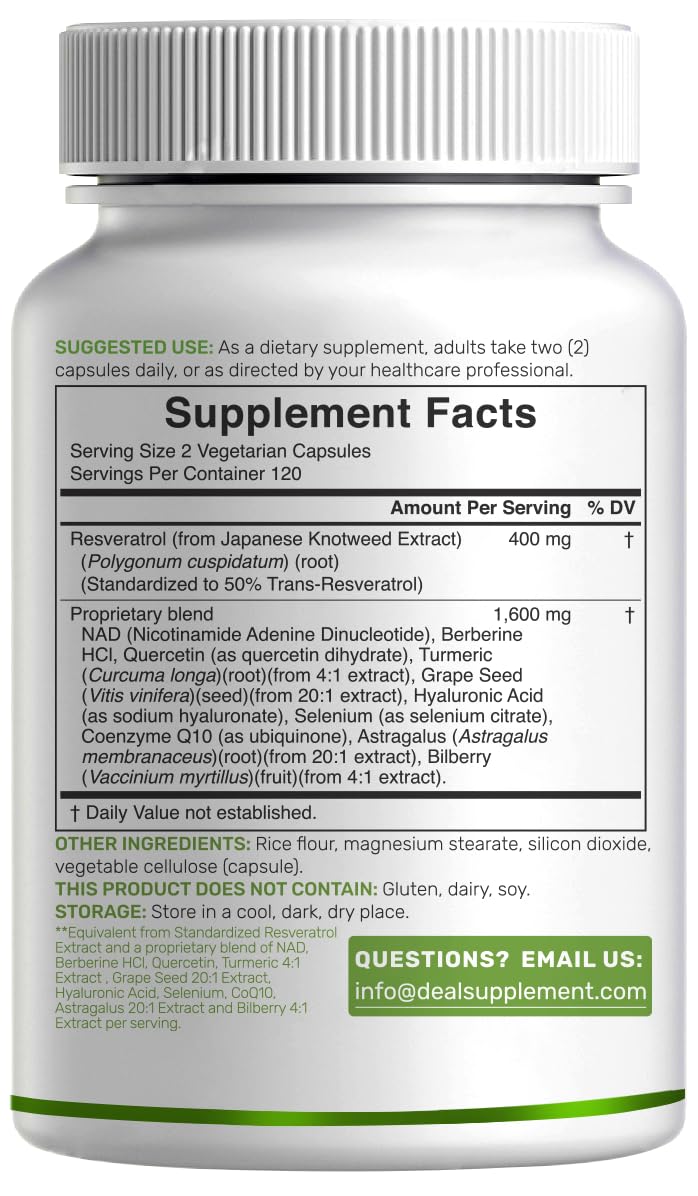 Resveratrol Complex Supplement by Deal Supplement | Non-GMO

