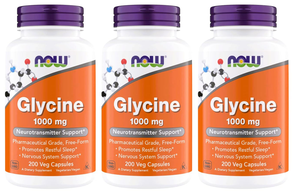Now Foods Glycine 1000 mg Free-Form Pharmaceutical Grade, Vegan, Gluten Free, Kosher