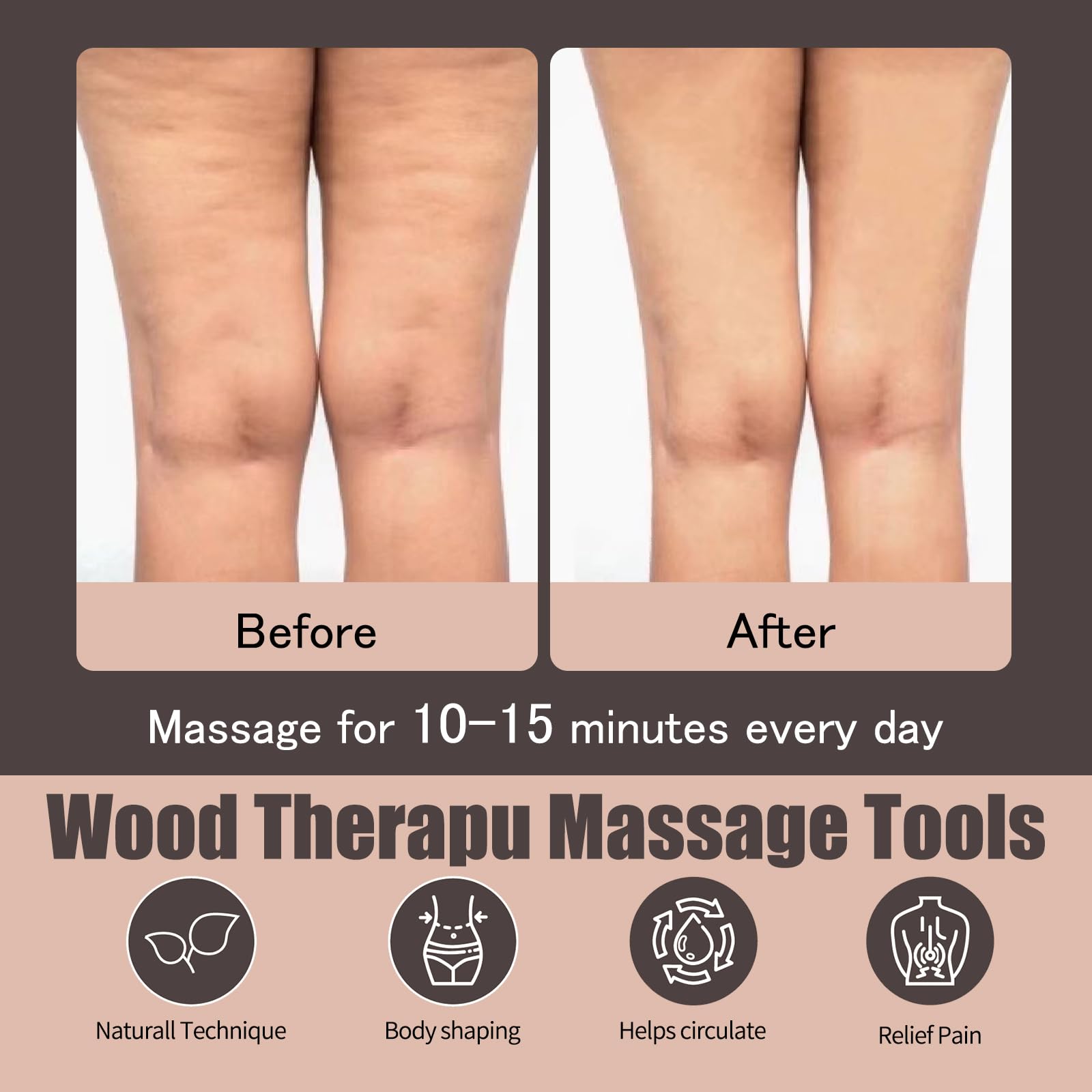 Wooden Massage Tool Kit for Home Use | Manual Included

