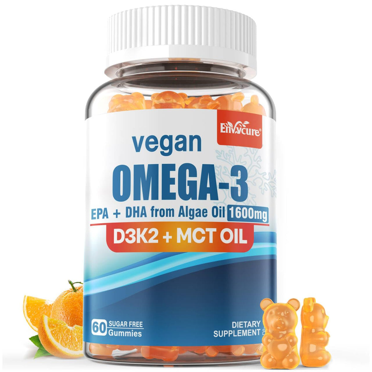Vegan Omega-3 Gummies with Algae EPA 600mg & DHA 400mg + Vitamin D3 K2