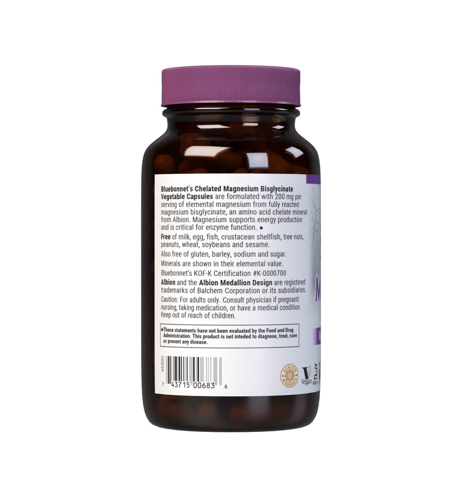 Magnesium Capsule Bluebonnet Albion Chelated 200 mg

