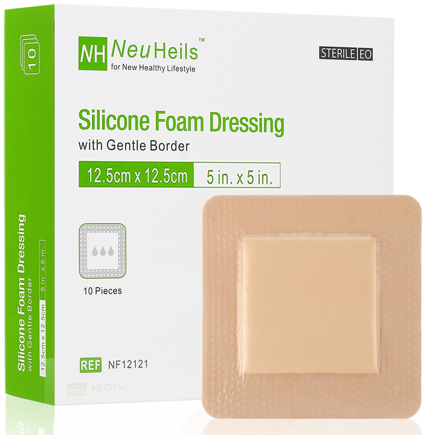NeuHeils Silicone Adhesive Foam Dressing with Gentle Border