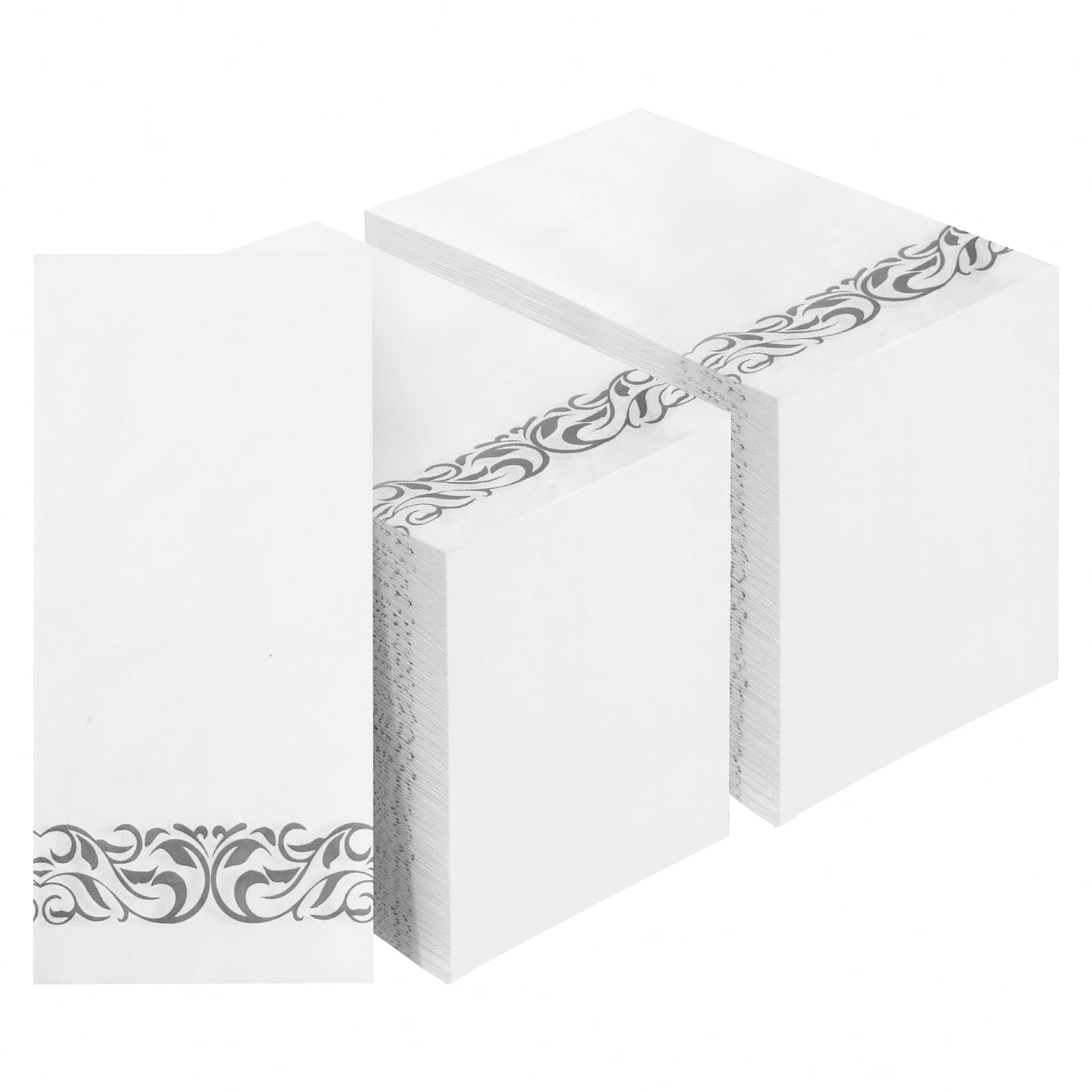 BESTVIP Disposable 3-Ply Napkins with Decorative Border
