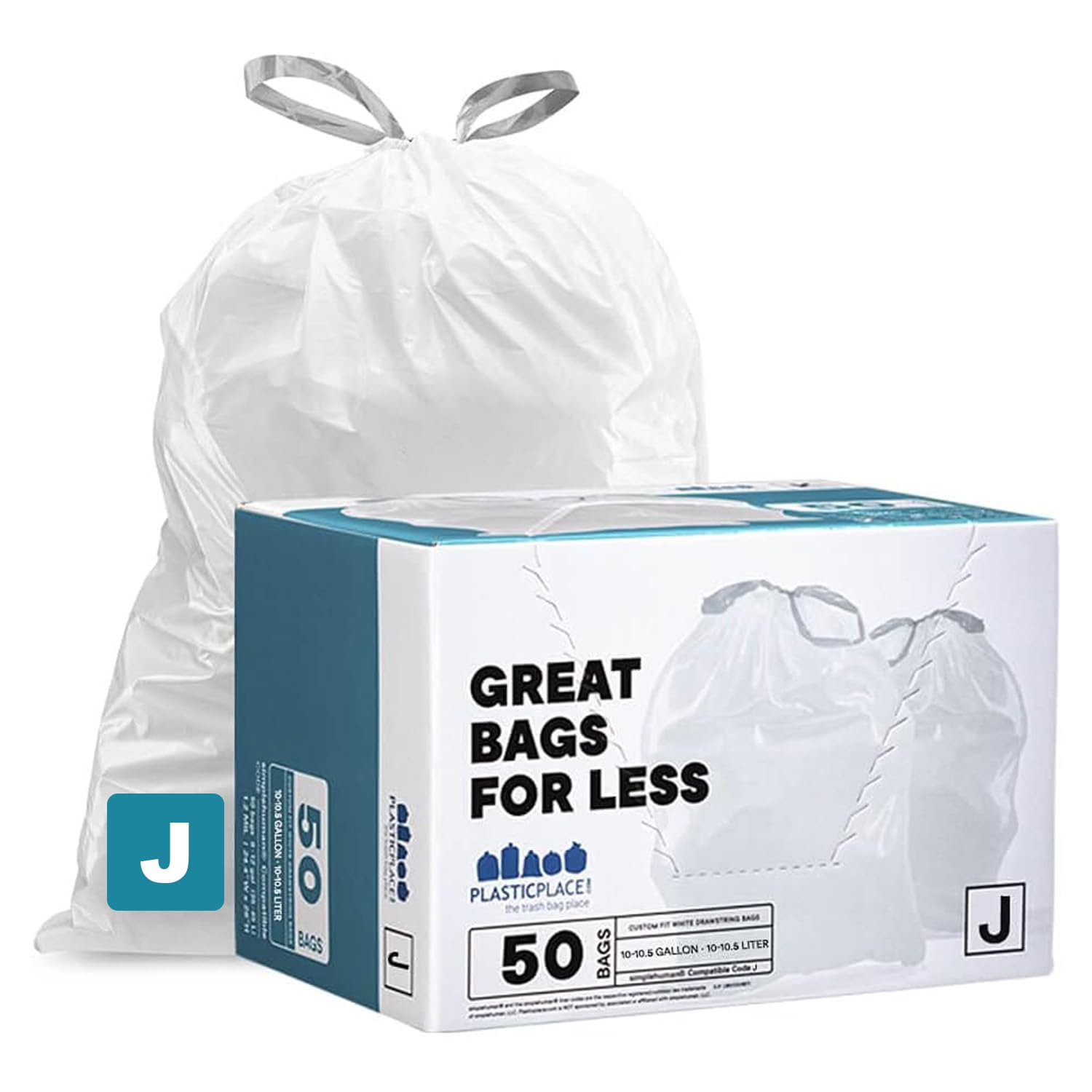 Plasticplace Custom Fit Trash Bags for Simplehuman Code J