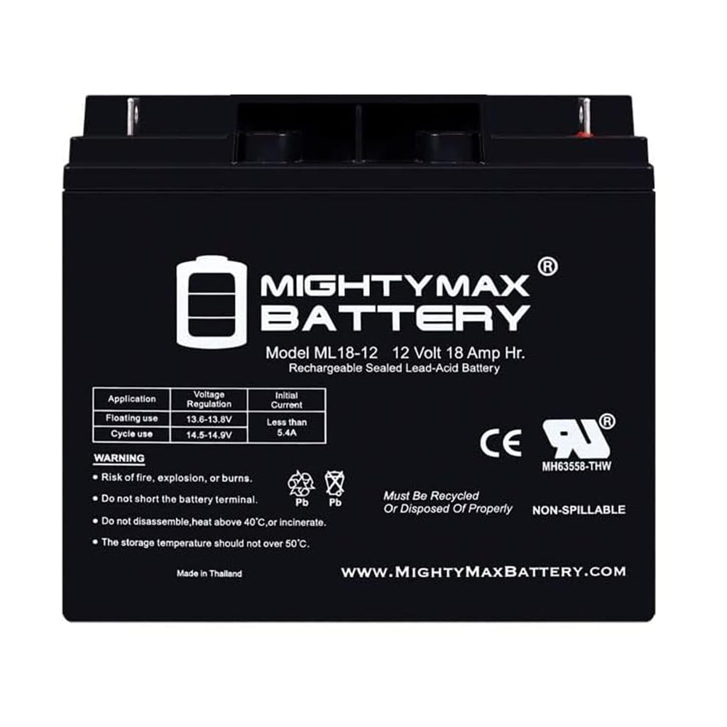 Mighty Max ML18-12 12V 18Ah AGM Battery NB Terminal

