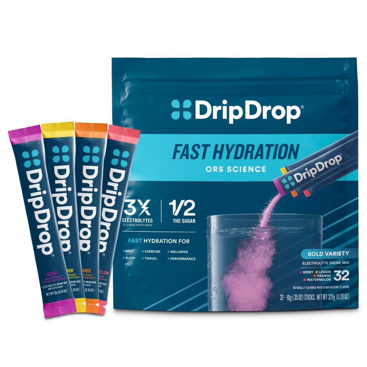 DripDrop Hydration Packets - Electrolyte Powder Drink Mix

