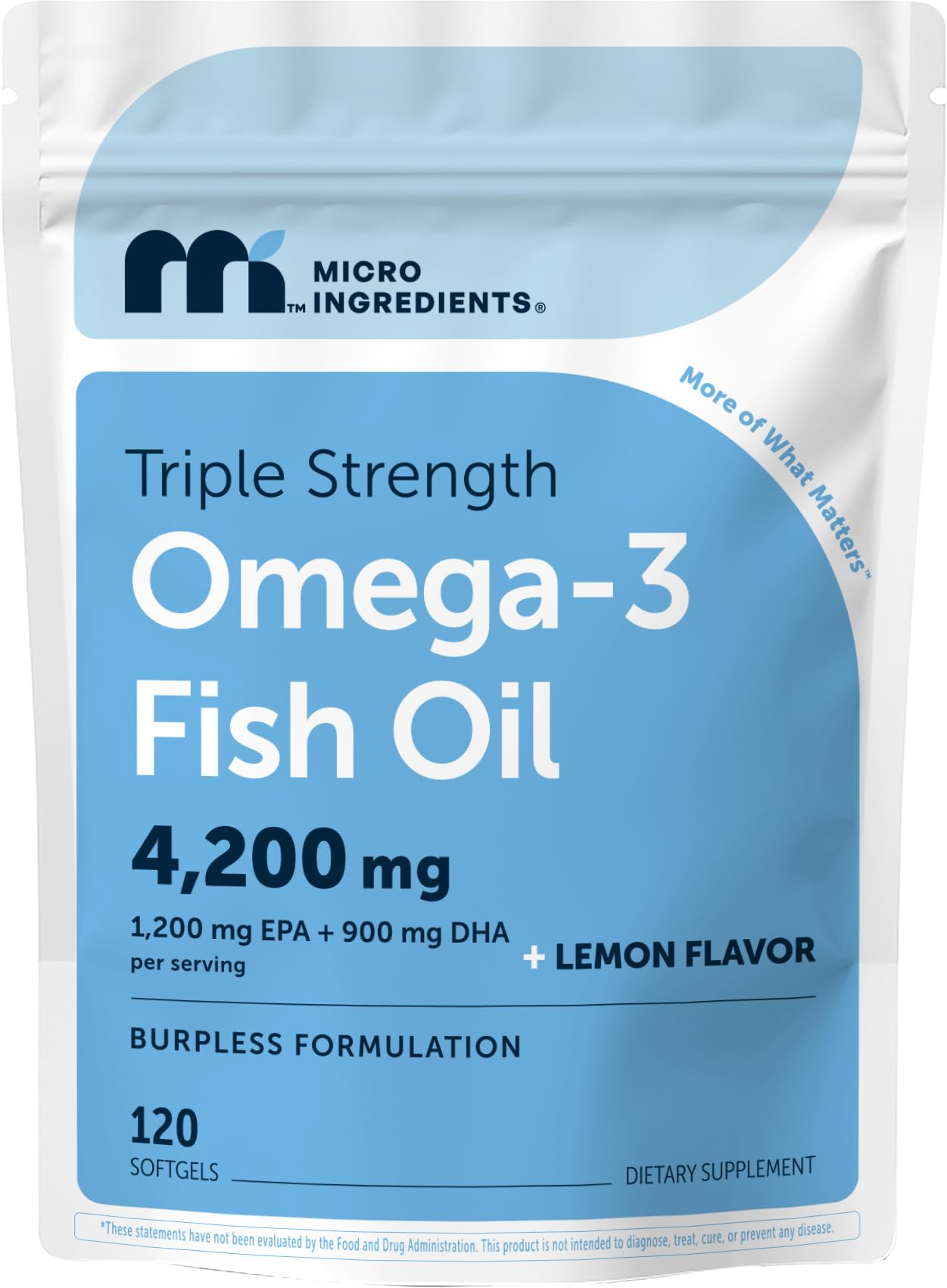 Micro Ingredients Omega-3 Fish Oil Softgels - Lemon Flavor, Triple Strength