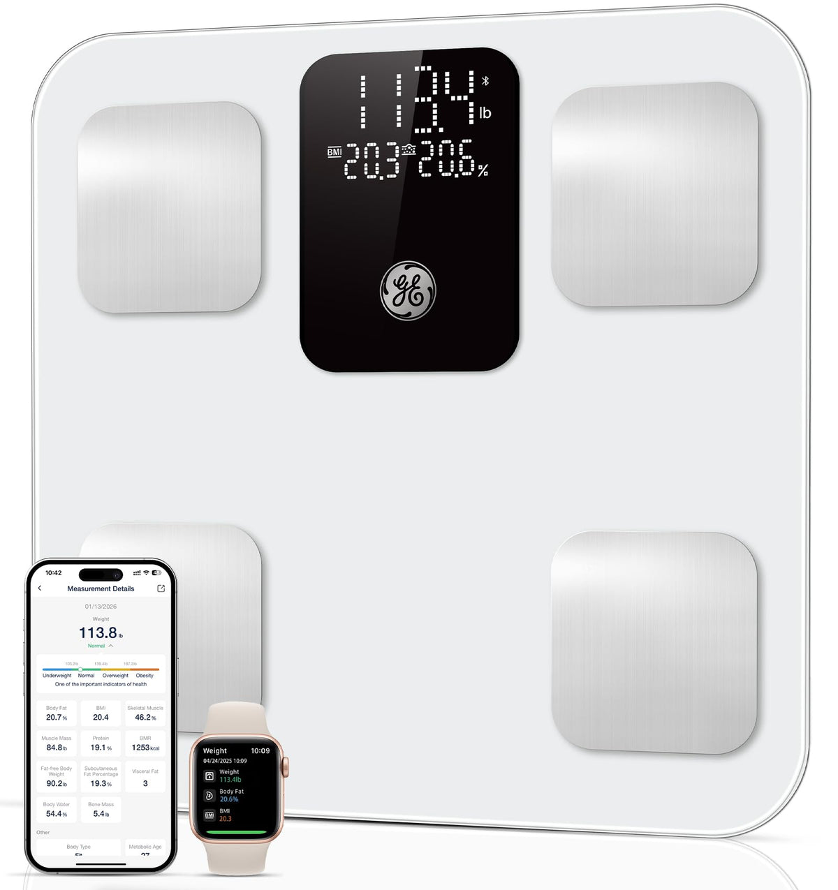 GE Smart Scale with 14 Metrics - Bluetooth Digital Bathroom Scale