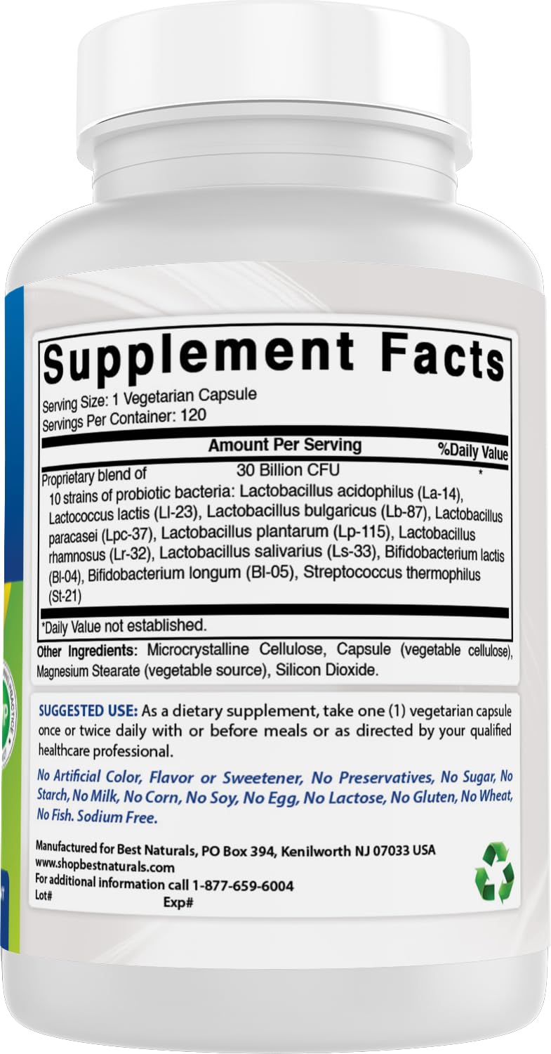 Best Naturals Probiotic 10 Strains 30B CFU - Vegetarian


