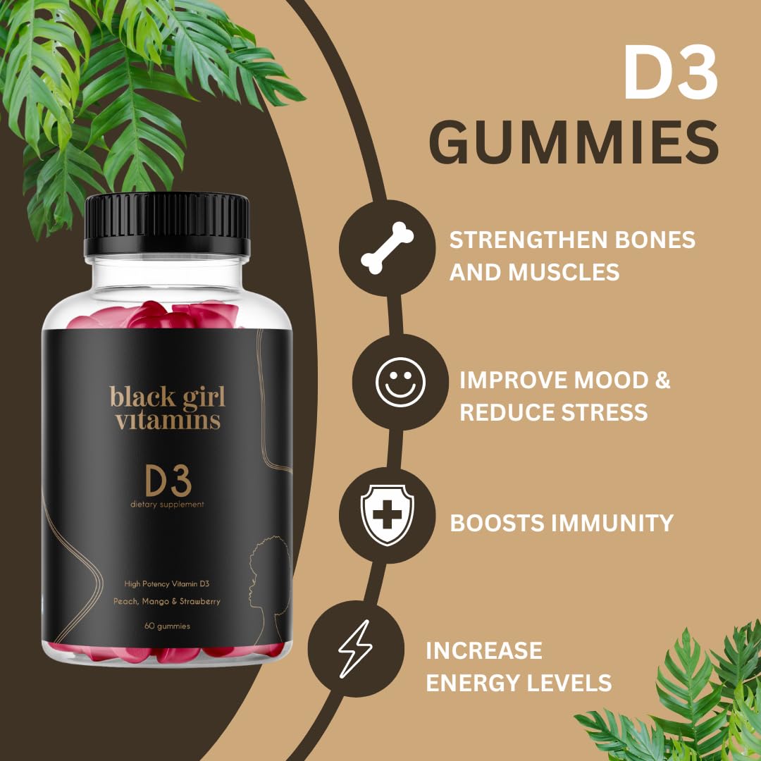 Black Girl Vitamins Vitamin D3 Gummies for Immune Health

