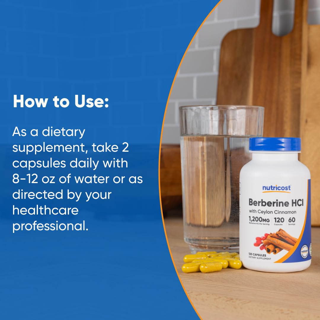 Nutricost Berberine HCl with Ceylon Cinnamon Supplement

