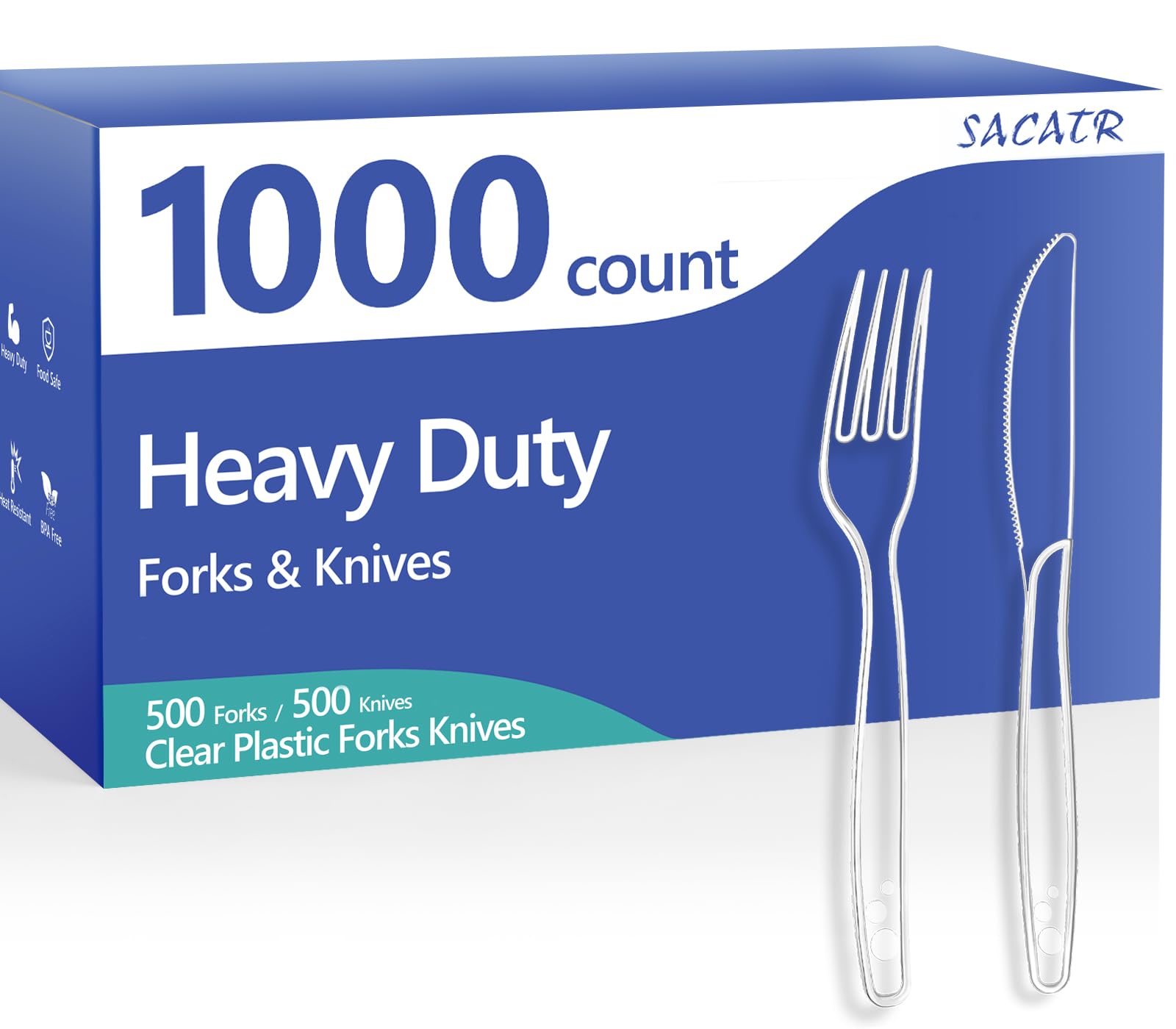 SACATR Heavy Duty Plastic Forks BPA-Free Disposable Cutlery