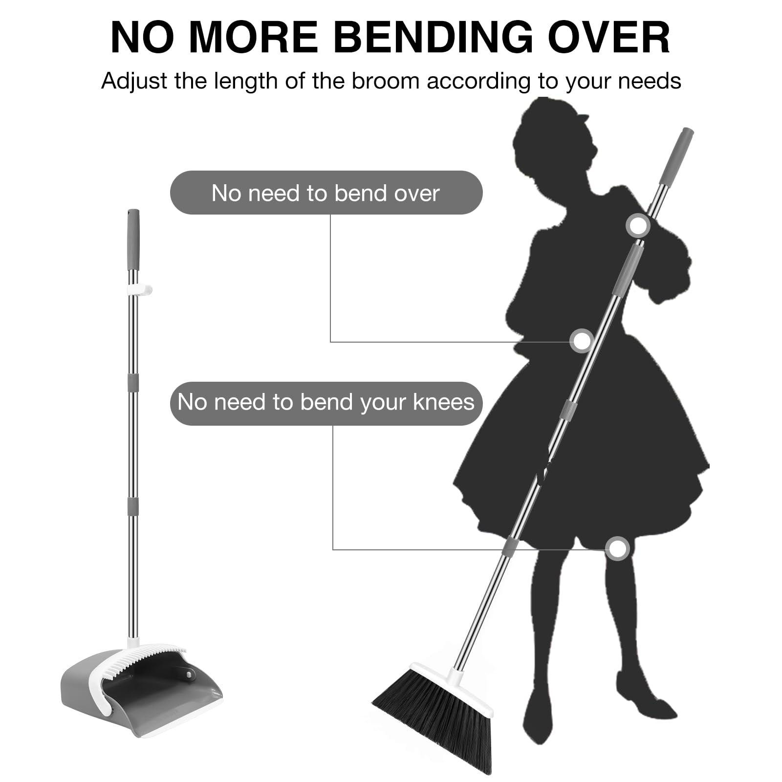 NACENA Broom and Dustpan Set 52-in Handle | Clean Home

