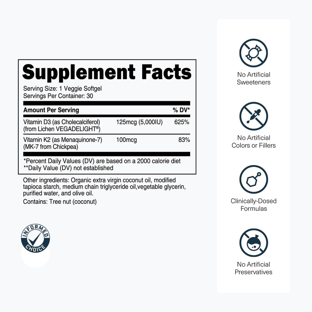 Transparent Labs Vitamin D3 K2 Supplement | Immune & Bone

