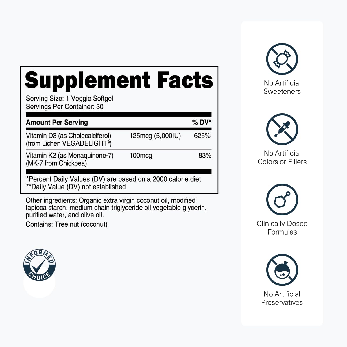 Transparent Labs Vitamin D3 K2 Supplement | Immune & Bone

