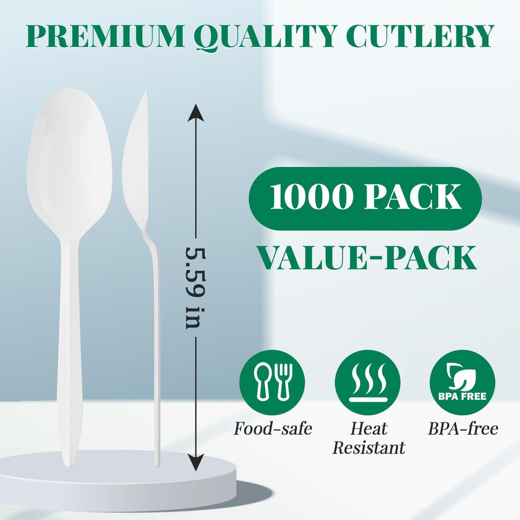 FOCUSLINE Disposable Plastic Utensils White


