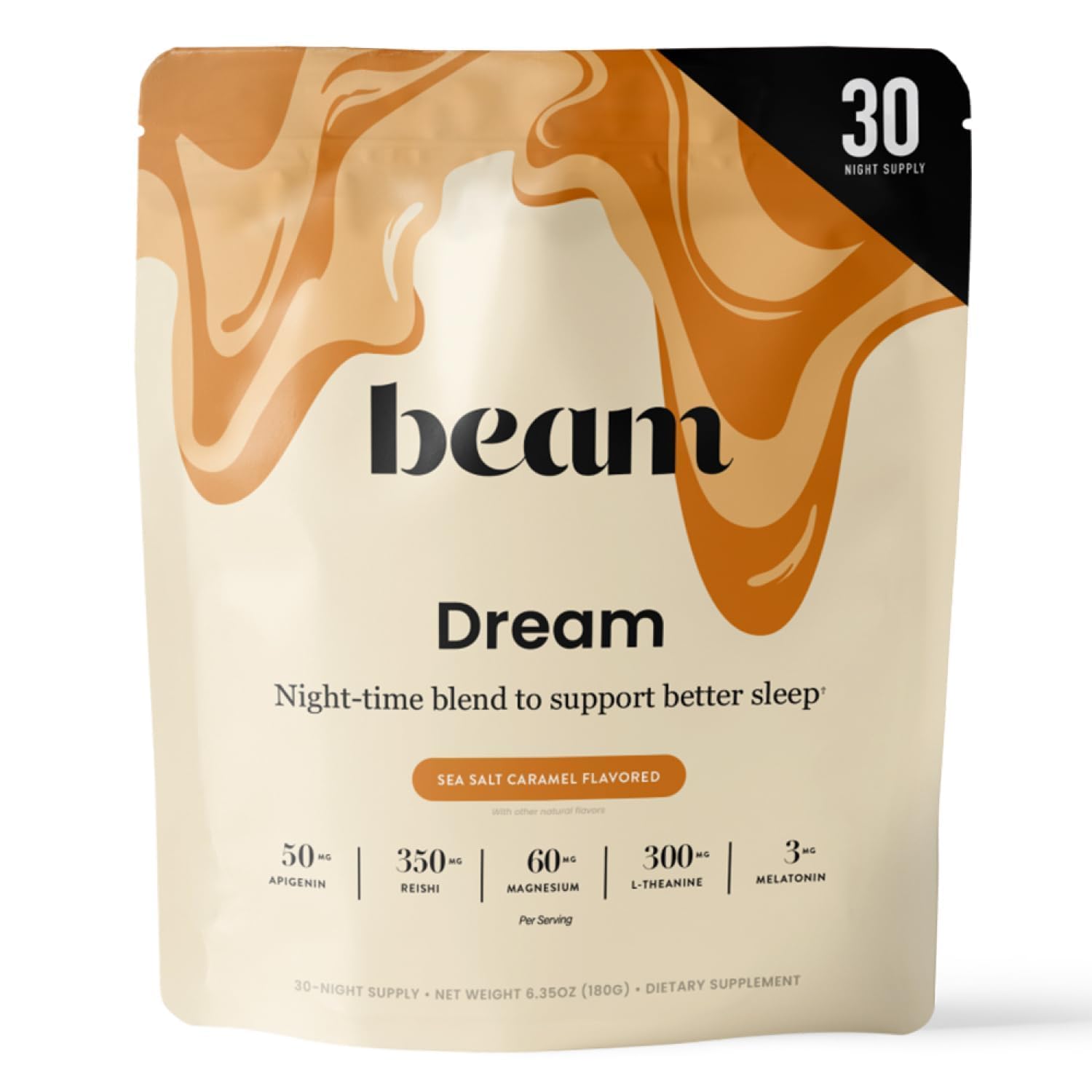 BEAM Dream Sleep Powder – Melatonin Sleep Aid with L-Theanine & Reishi
