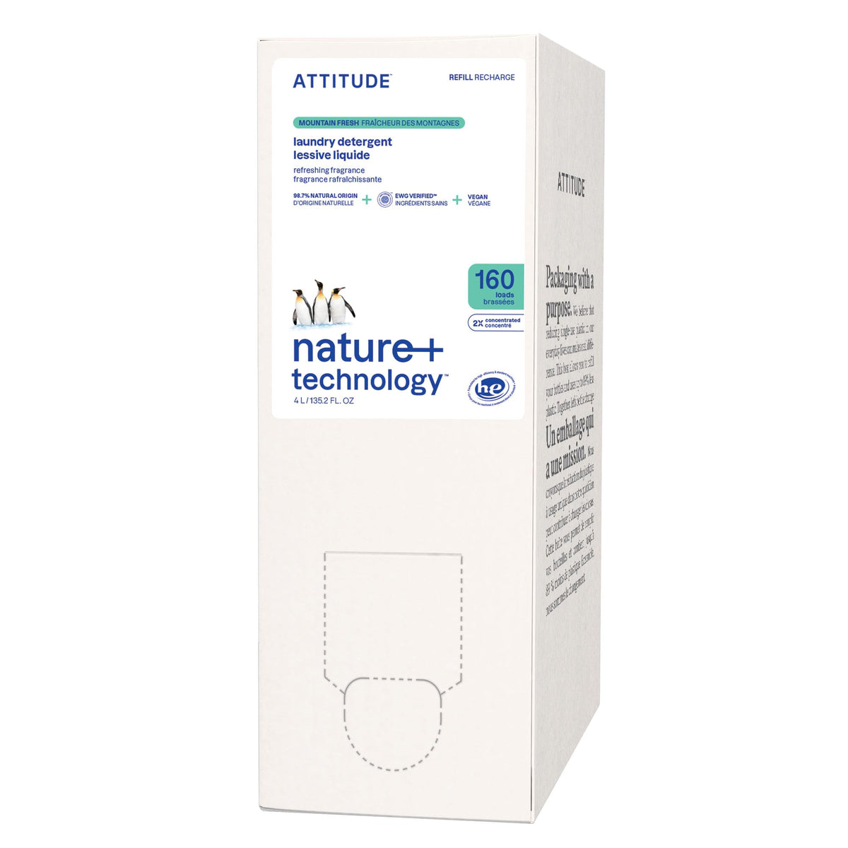 ATTITUDE Liquid Laundry Detergent Refill, EWG Verified, HE Compatible, Plant-Based & Vegan