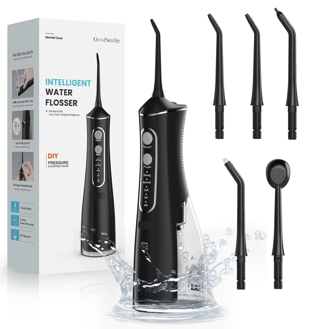 OasiSmile Cordless Water Flosser for Teeth, 4 Modes