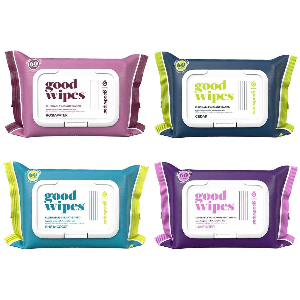 goodwipes Flushable Butt Wipes - Sewer & Septic Safe - Variety Bundle