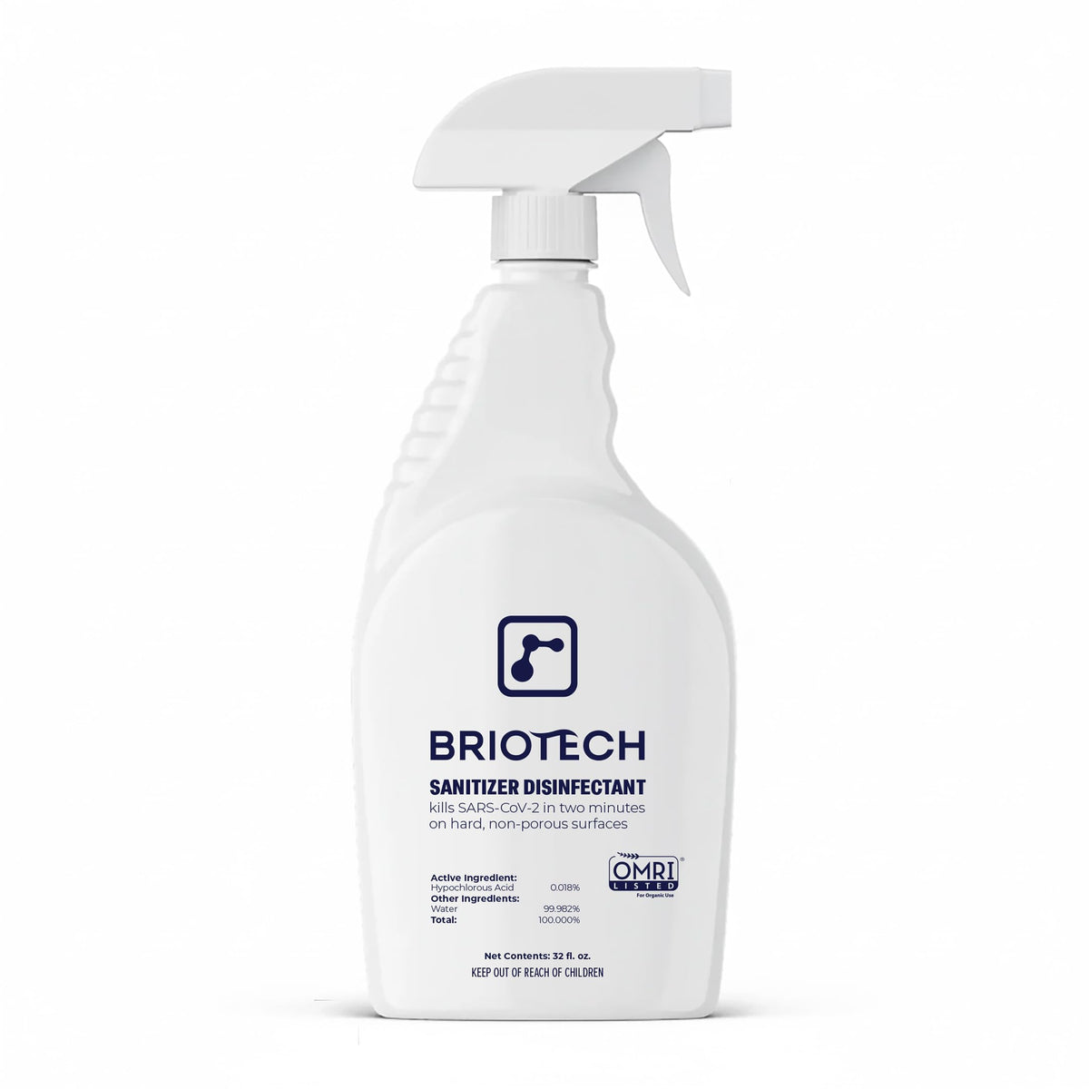 BRIOTECH Hypochlorous Sanitizer & Disinfectant - Kills 99.99% of Viruses & Bacteria