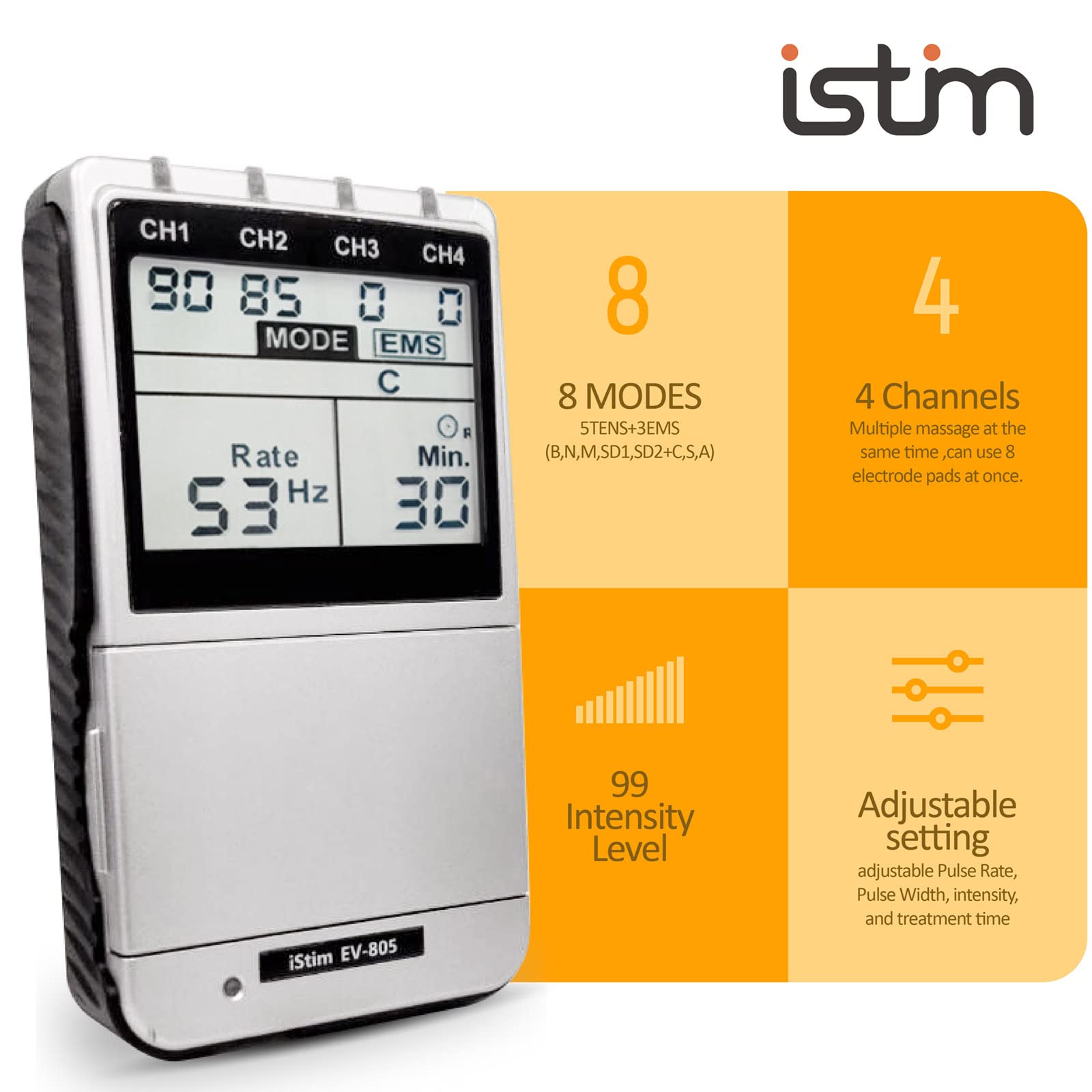 iSTIM EV-805 TENS EMS Combo Machine Rechargeable

