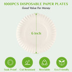 FOCUSLINE Paper Plates White Uncoated Disposable

