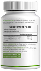 Deal Supplement Vitamin D3 + K2 MK7 Softgels | 5,000 IU

