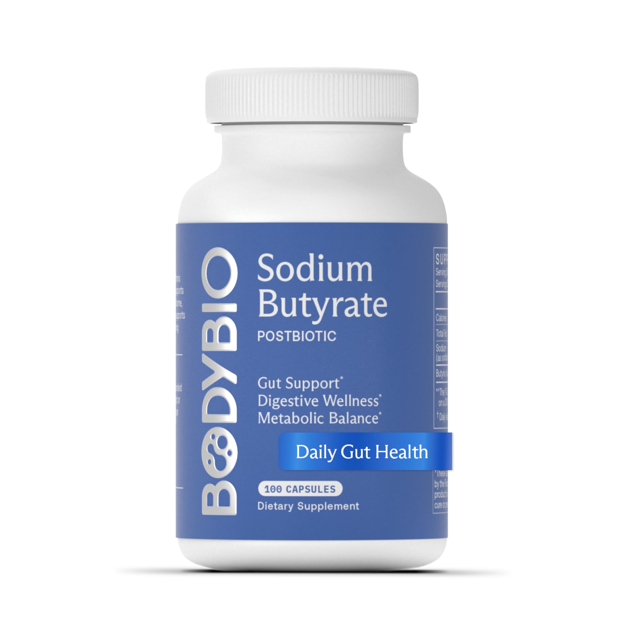 BodyBio Butyrate Postbiotic for Gut Health Supplement and Digestive Support