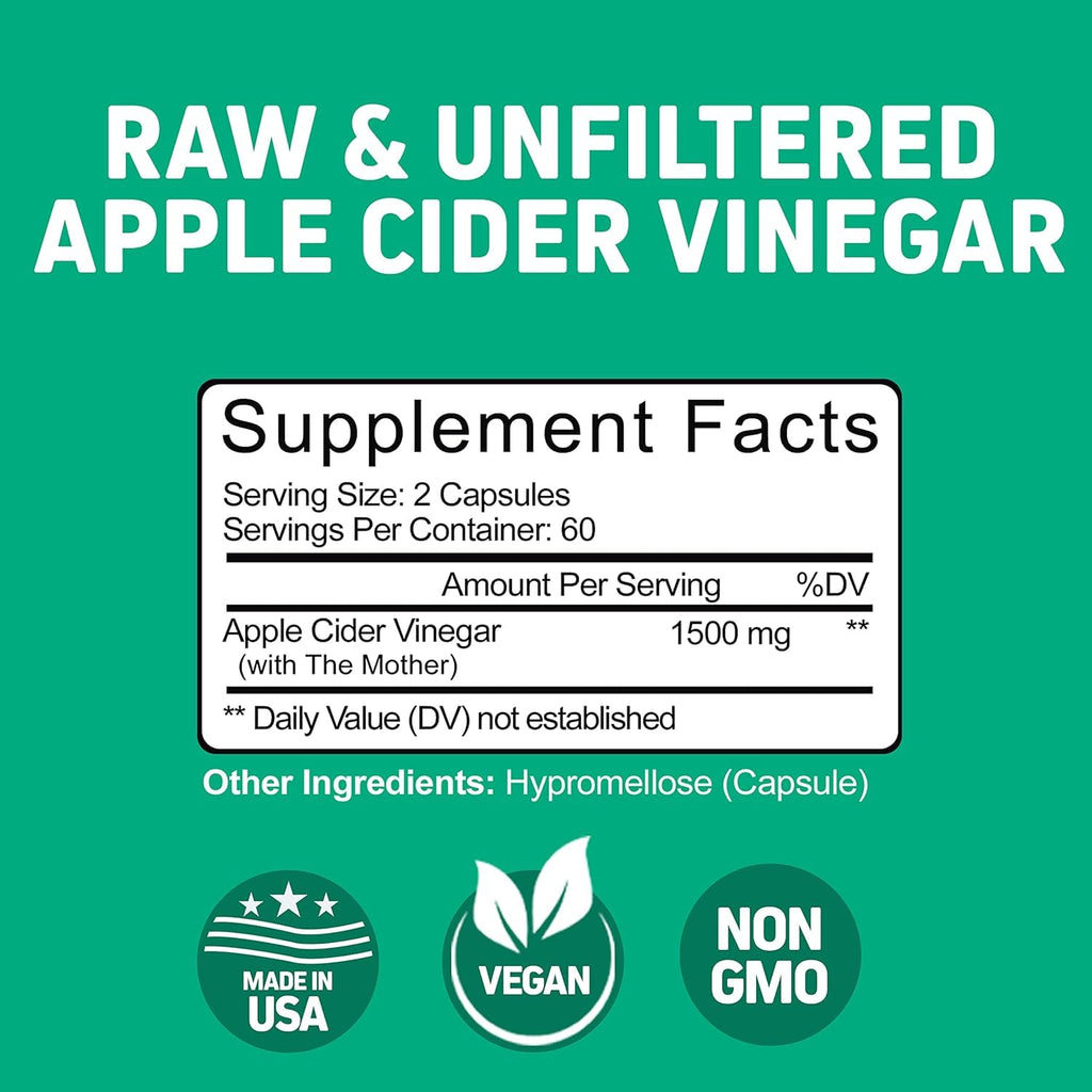 Apple Cider Vinegar Capsules Herbtonics 1500mg with Mother

