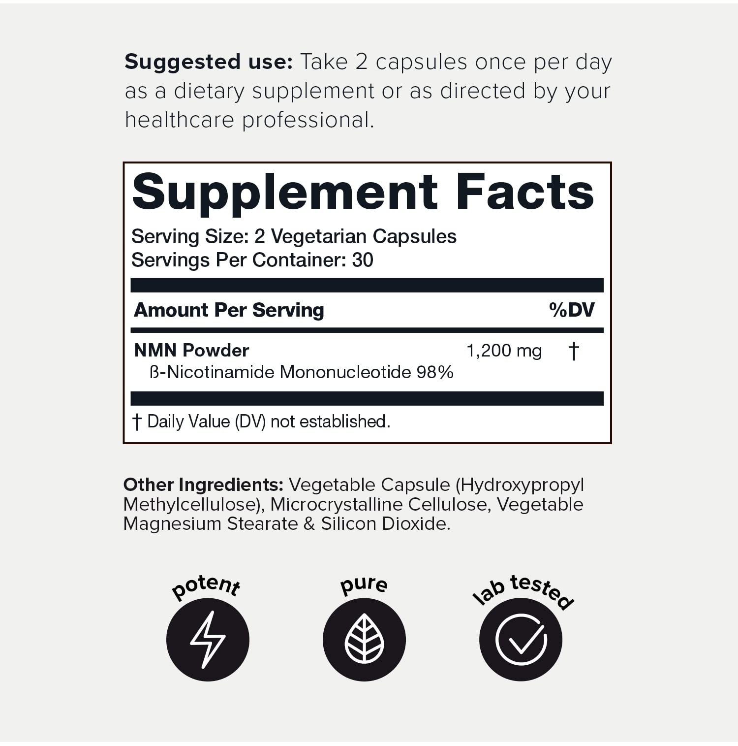 Toniiq NMN Supplement 98% Pure NMN NAD+ Support

