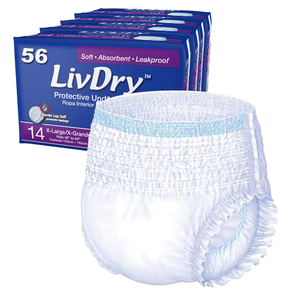 LivDry Adult Incontinence Underwear - Extra Absorbency Leak Protection