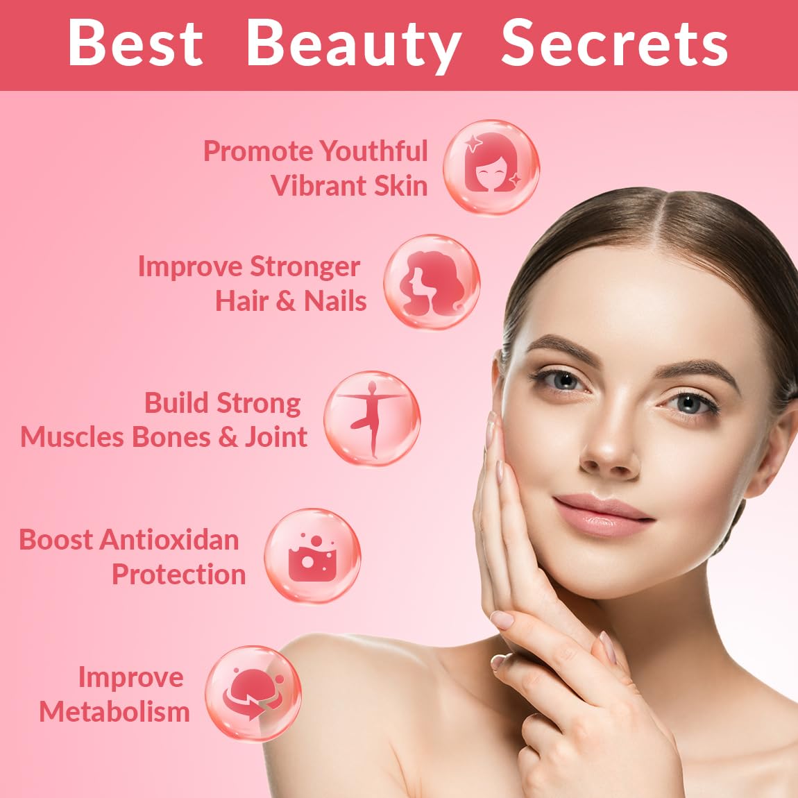 Sugar Free Collagen Gummies for Women with Biotin & Vitamins

