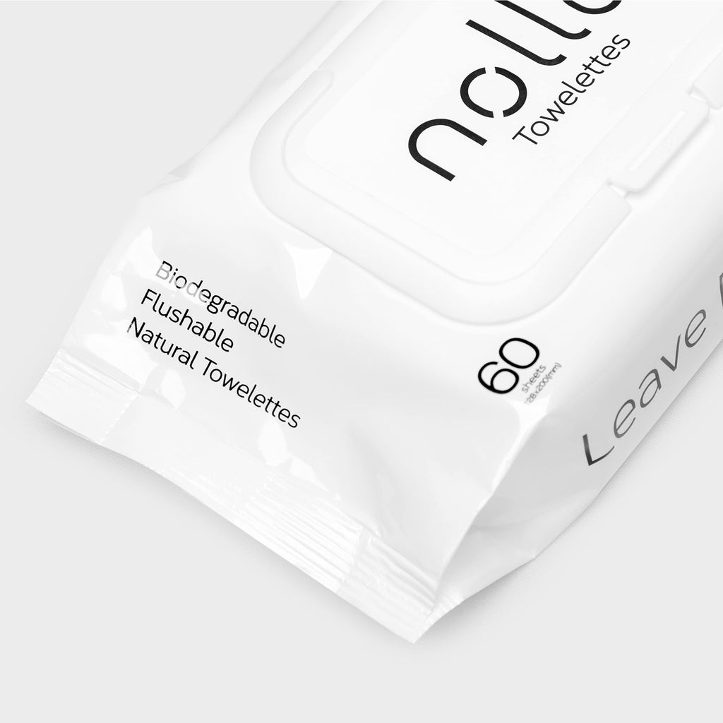 Nolla Flushable Wipes | Plant-Based Biodegradable Wet Wipes

