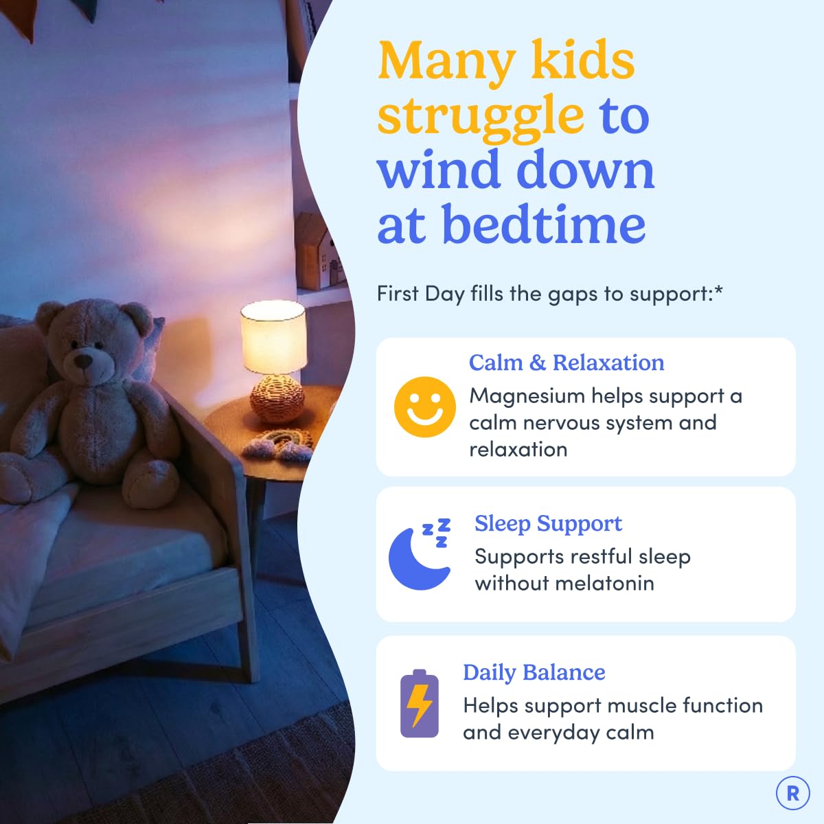 First Day Kids Magnesium Gummies | Bedtime Calm No Melatonin

