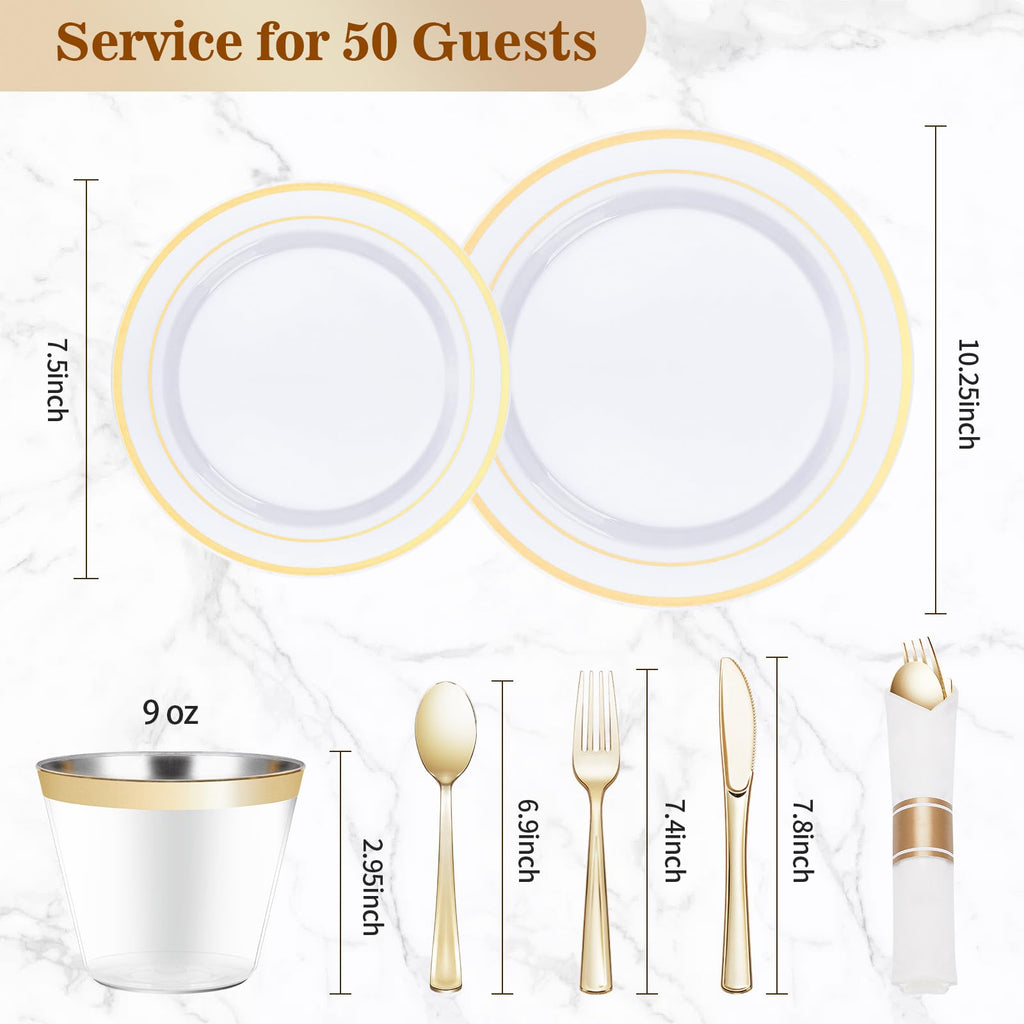 BESTVIP Disposable Plastic Dinnerware Set

