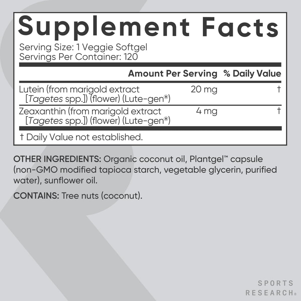 Sports Research Lutein Zeaxanthin Capsules for Eye Health

