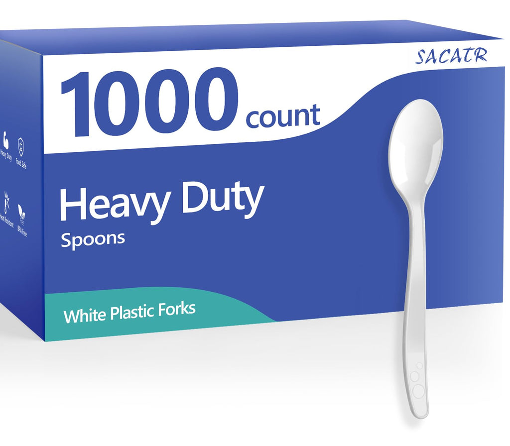SACATR Heavy Duty Disposable Plastic Spoons BPA-Free Heat Resistant for Parties