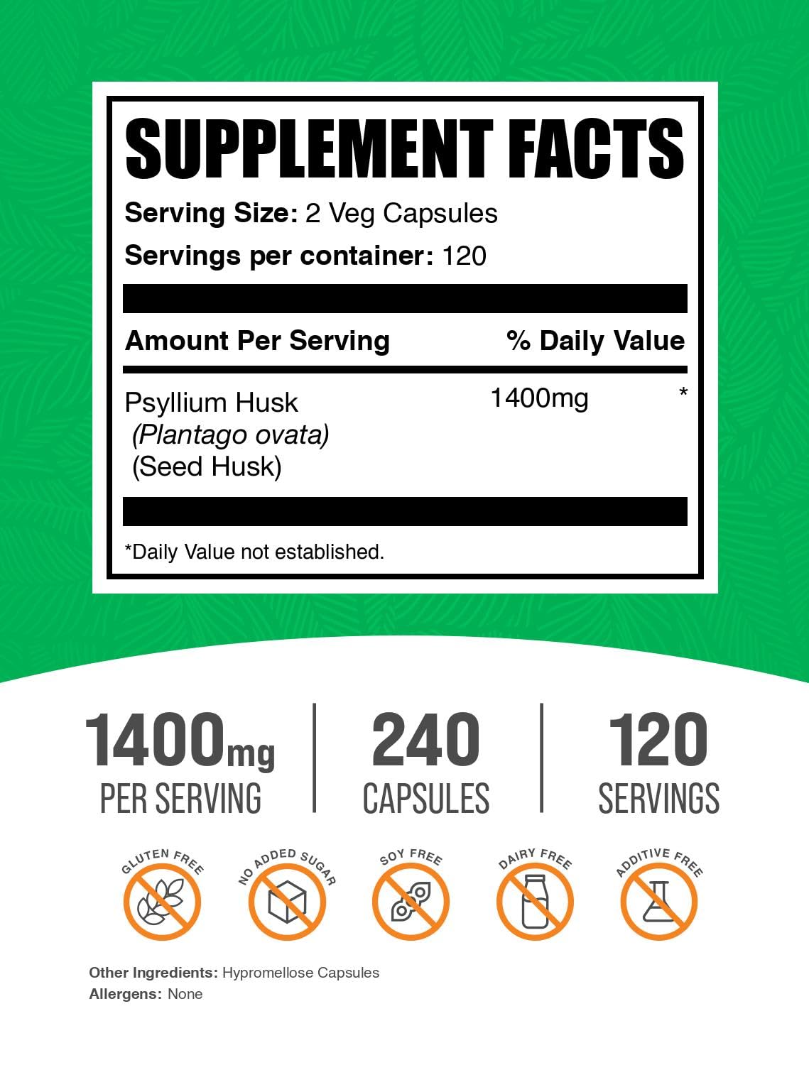 BulkSupplements Psyllium Husk Capsules – Vegan Fiber

