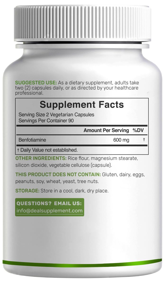 Benfotiamine Vitamin B1 Supplement - Vegan Non-GMO

