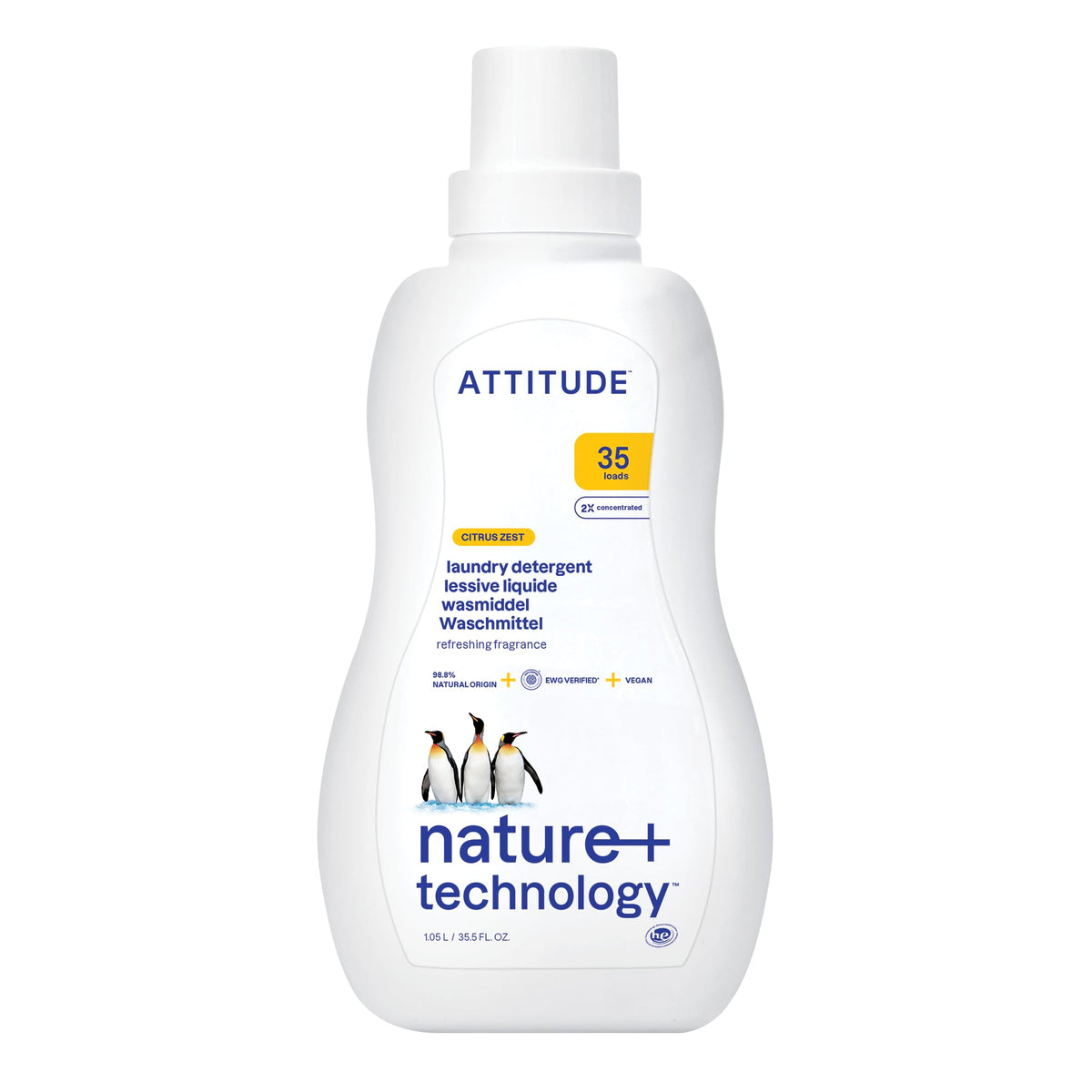 ATTITUDE Liquid Laundry Detergent Refill, EWG Verified, HE Compatible, Plant-Based & Vegan