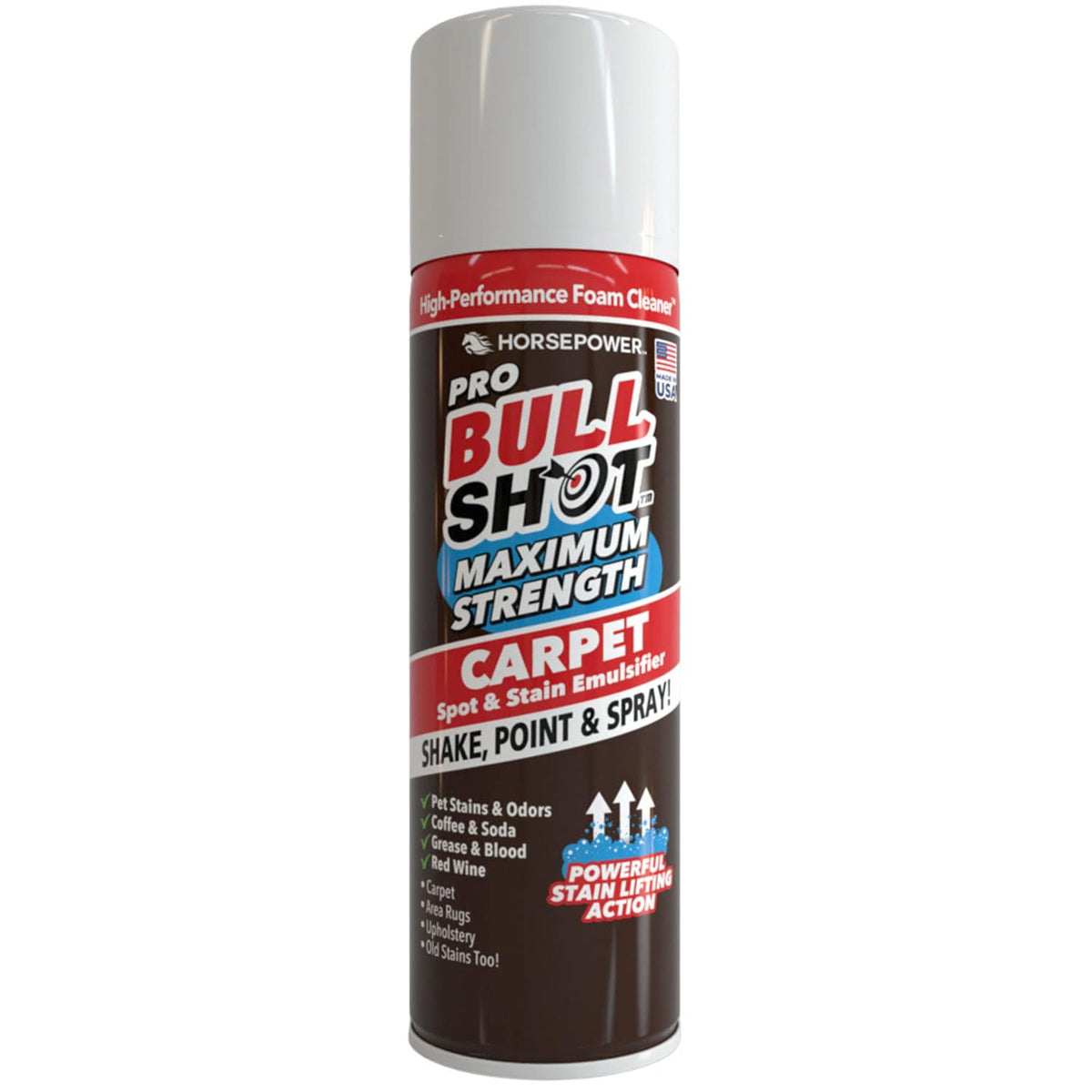 Bull Shot Carpet Spot & Stain Remover - Foam-Based Formula, Easy Spray