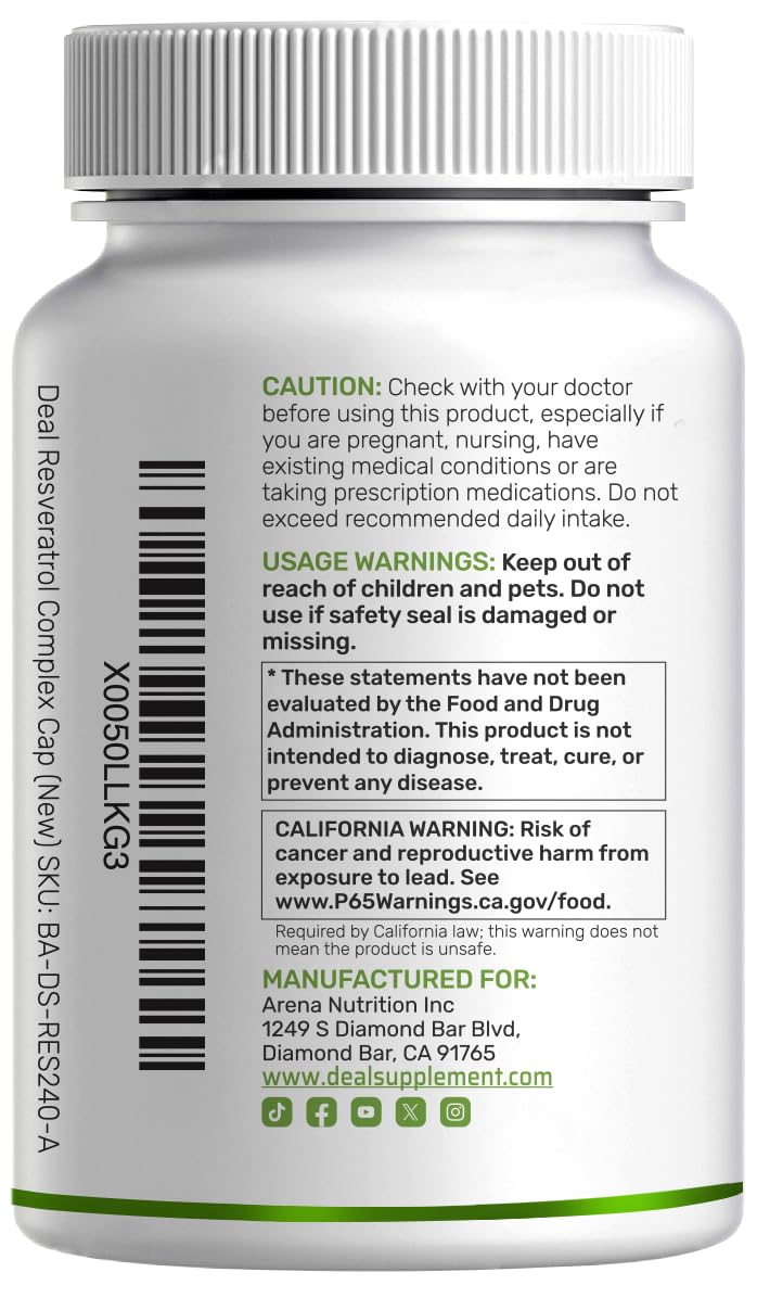 Resveratrol Complex Supplement by Deal Supplement | Non-GMO

