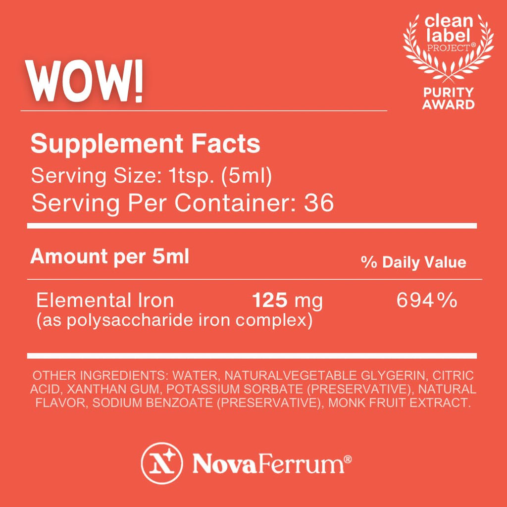 NovaFerrum Wow Liquid Iron for Adults – Vegan & Gluten Free

