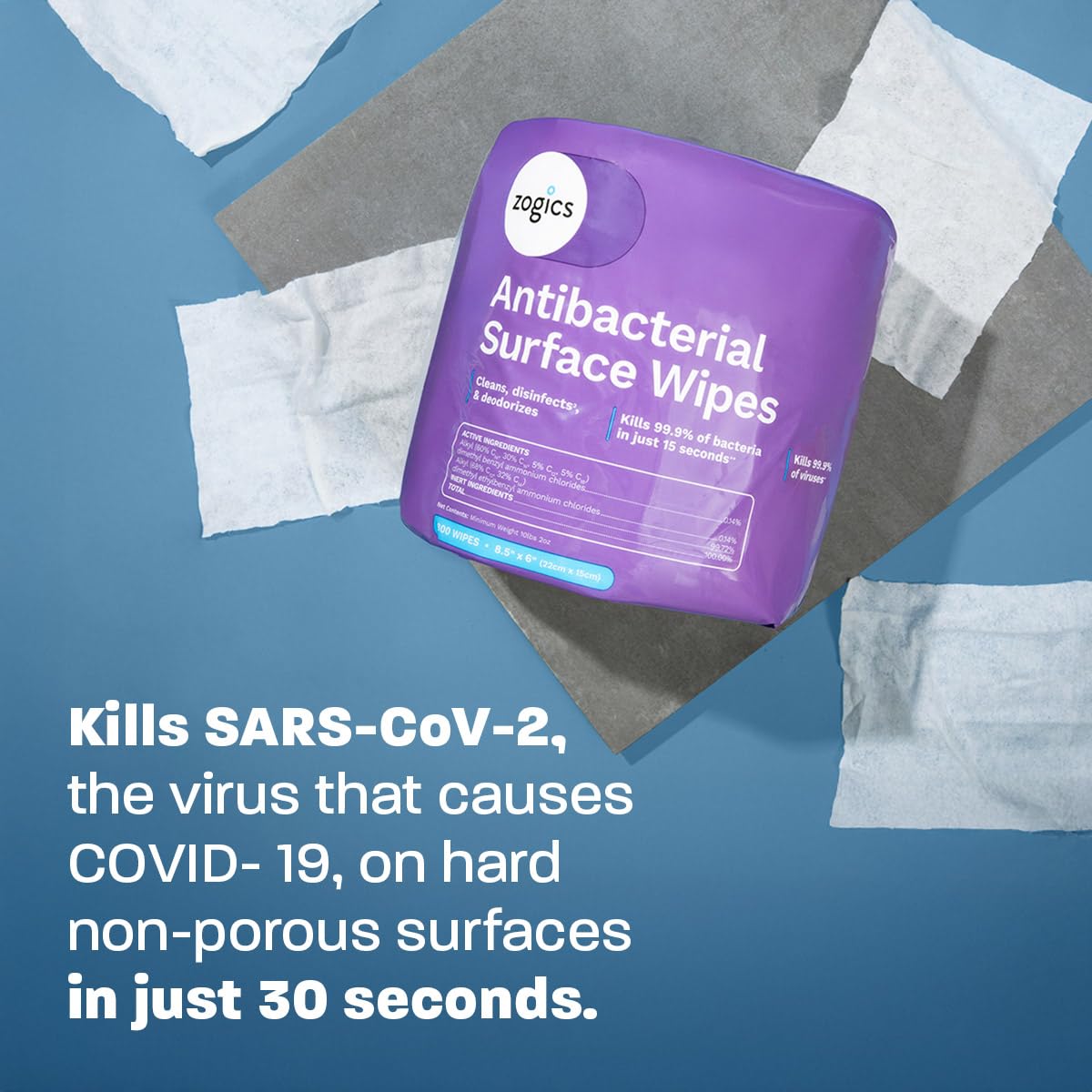Zogics Antibacterial Disinfecting Wipes EPA-Registered

