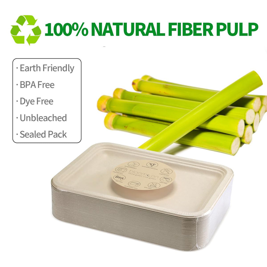 Bloomoon Disposable Food Trays Plant-Based Serving Platters

