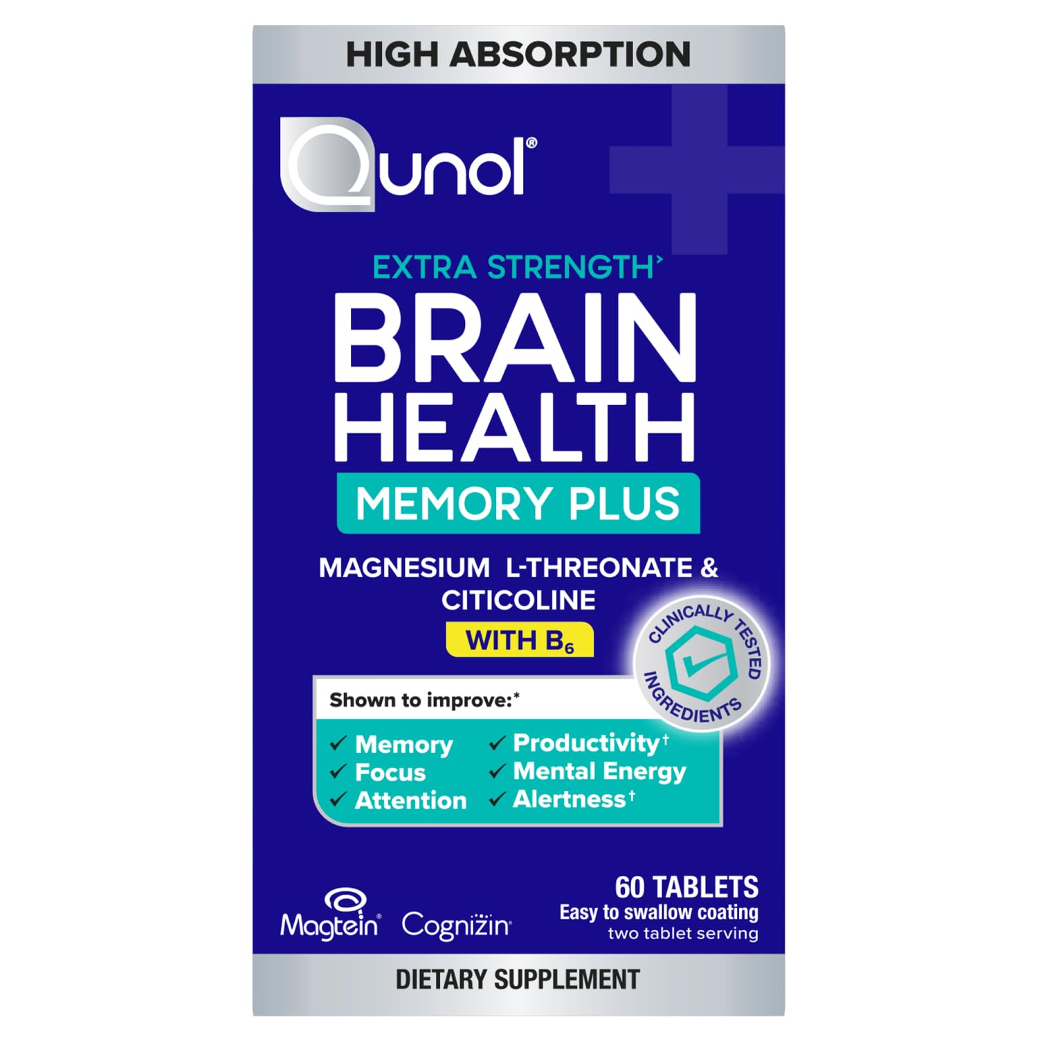 Qunol Brain Health Memory Citicoline & Magnesium L-Threonate

