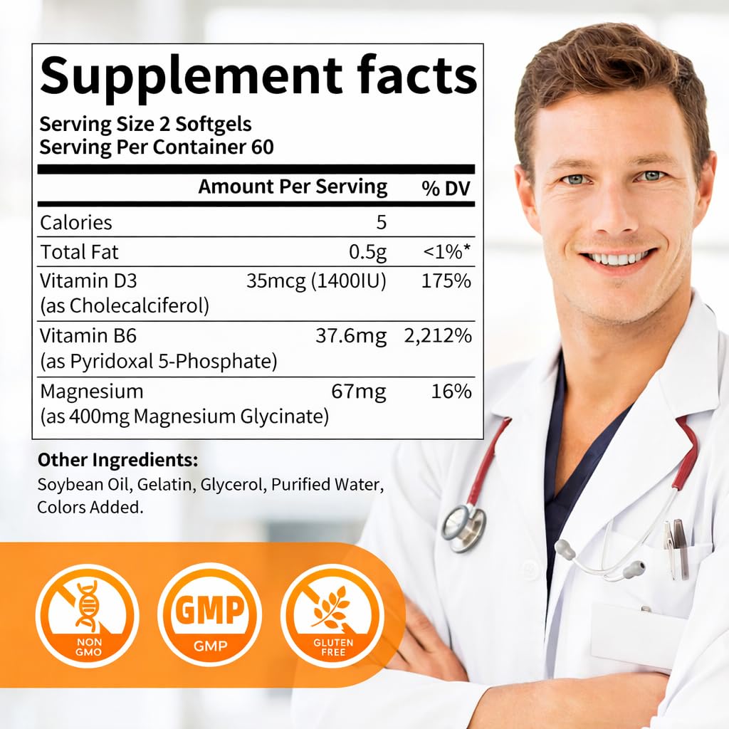 Magnesium Glycinate Softgels with Vitamin D3 & B6

